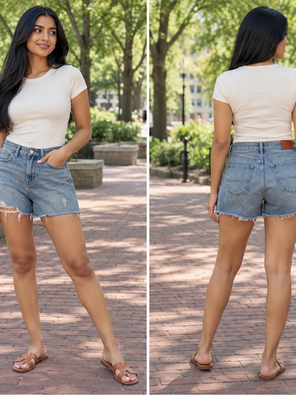 Lucky Brand Casual Light Blue Denim Jean Shorts - High-Rise Frayed Hem